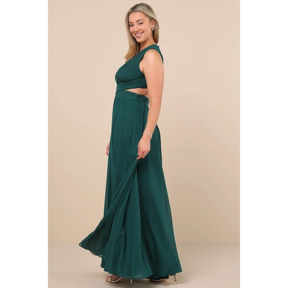 Lulus Vivid Imagination Emerald Green Cutout Maxi Dress Size Medium - Picture 8 of 11